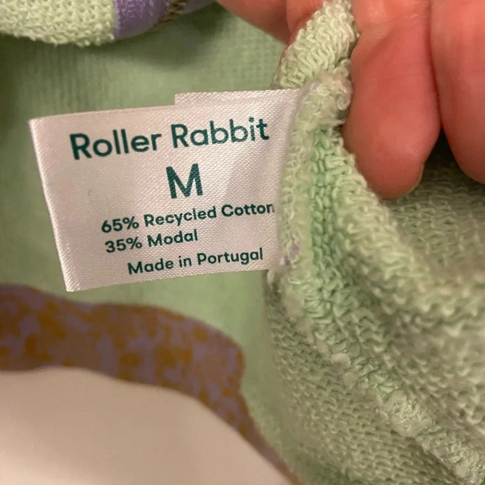 Roller Rabbit Ismay Blair Floral Zip Up Hoodie Mint Green & Purple Size Medium - Picture 7 of 9